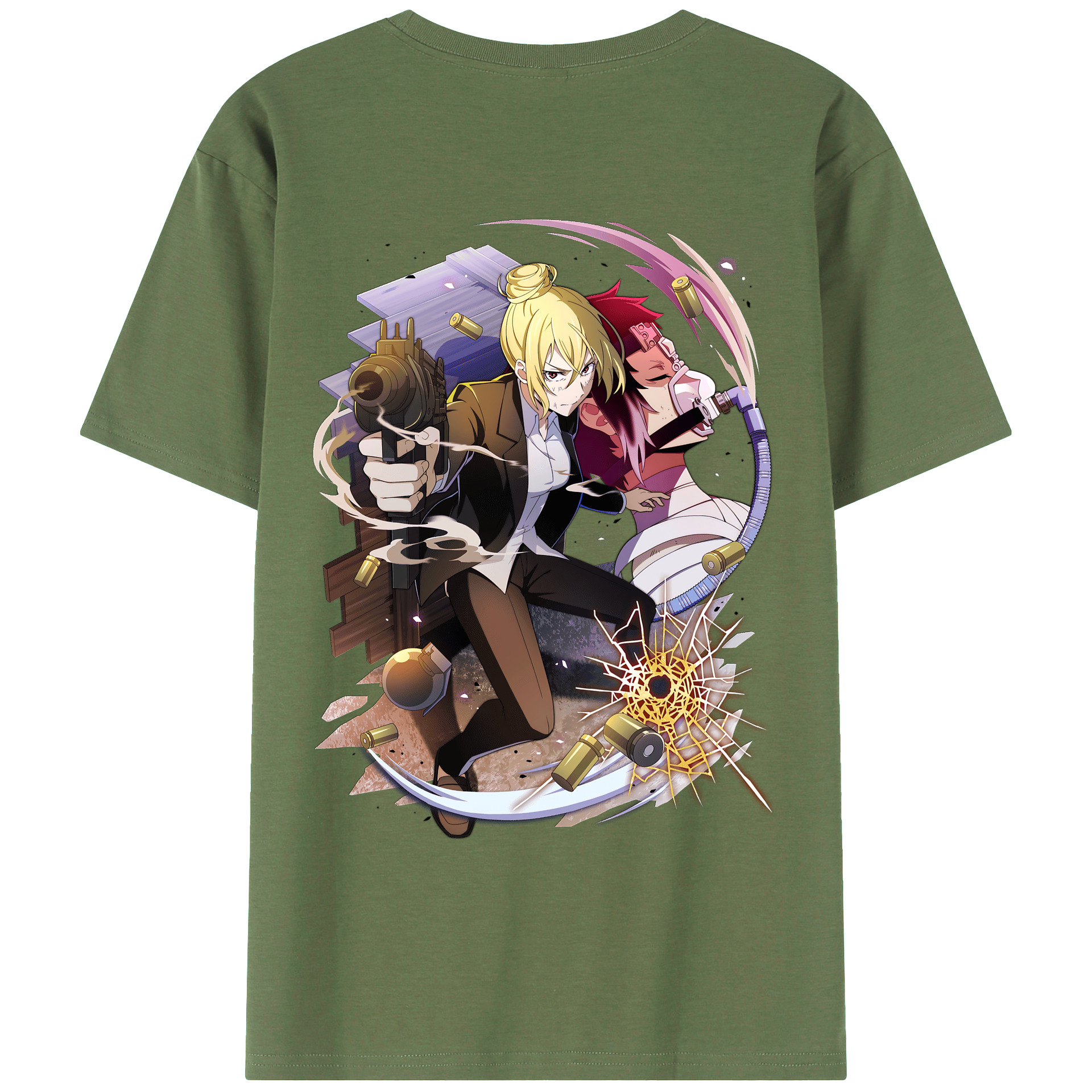 （画像用） 文豪ストレイドッグス Bungo Stray Dogs 綿100％ メンズ半袖Tシャツ（バックプリント） 通気性